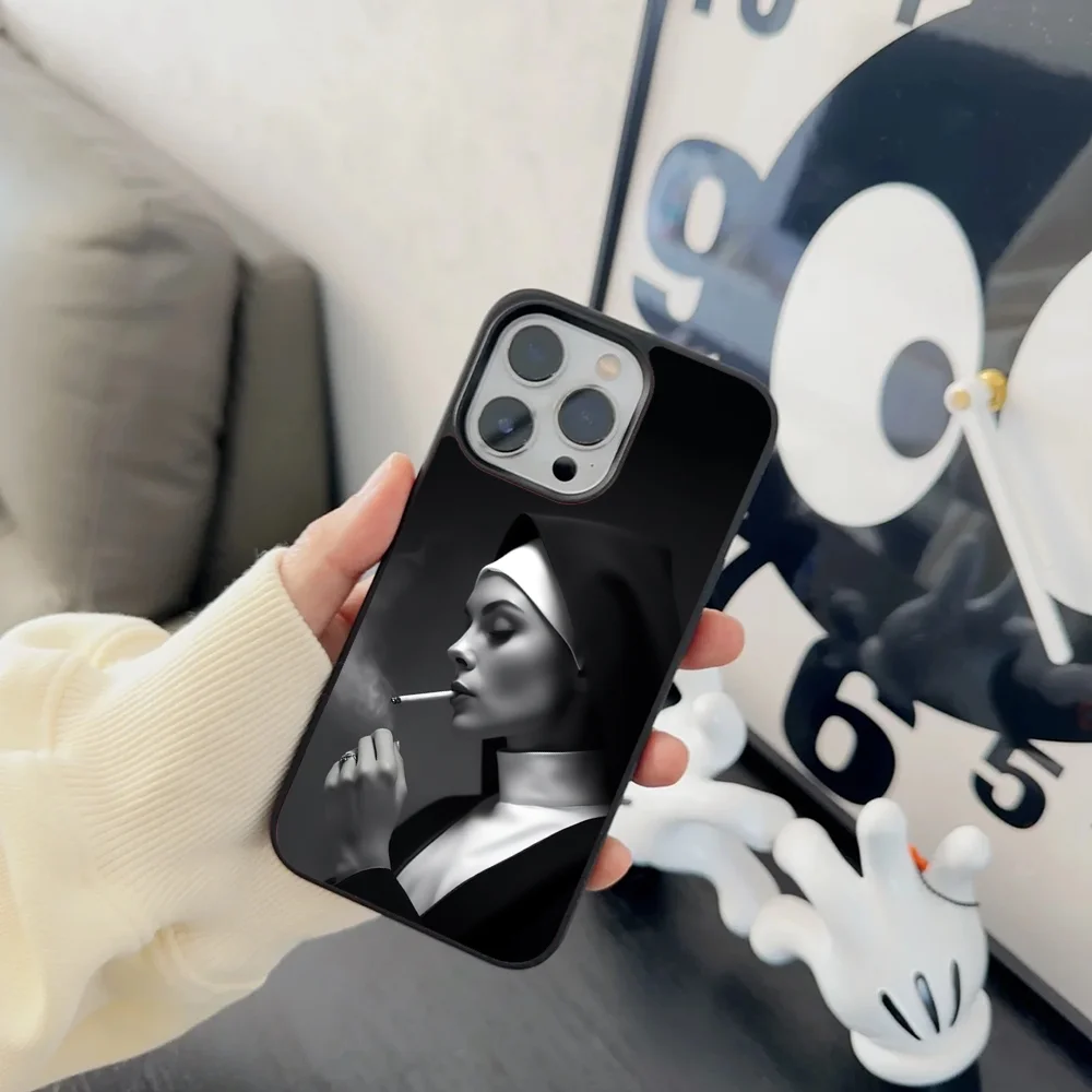 Чехол для телефона с рисунком курительной монахини IPhone 11 12 13 14 15 16 Plus Pro Max