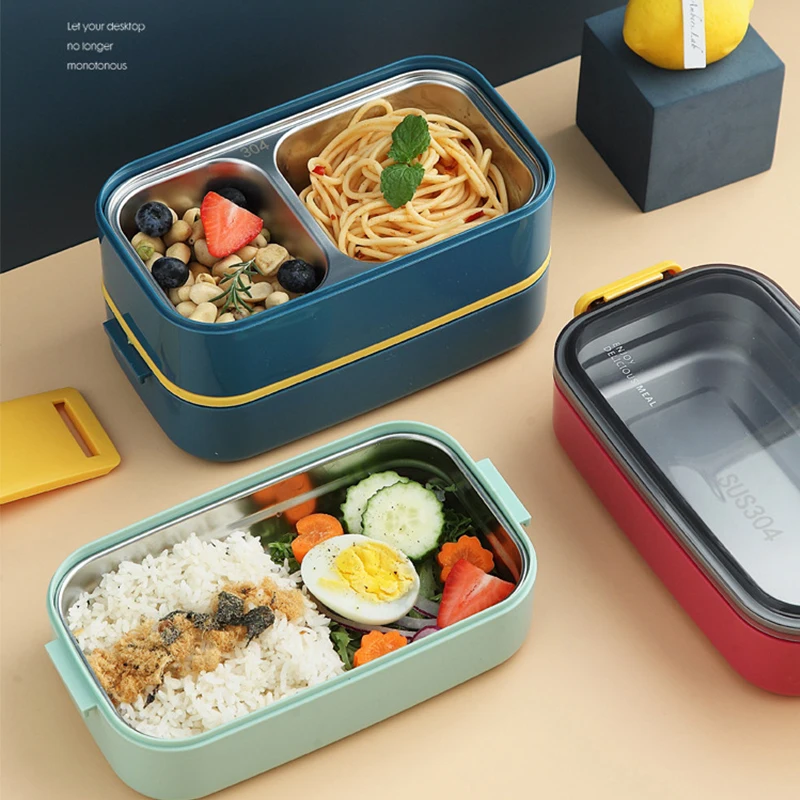 

Steel bento box japanese style Microwave kids lunch box for School Breakfast boxes Food Storage