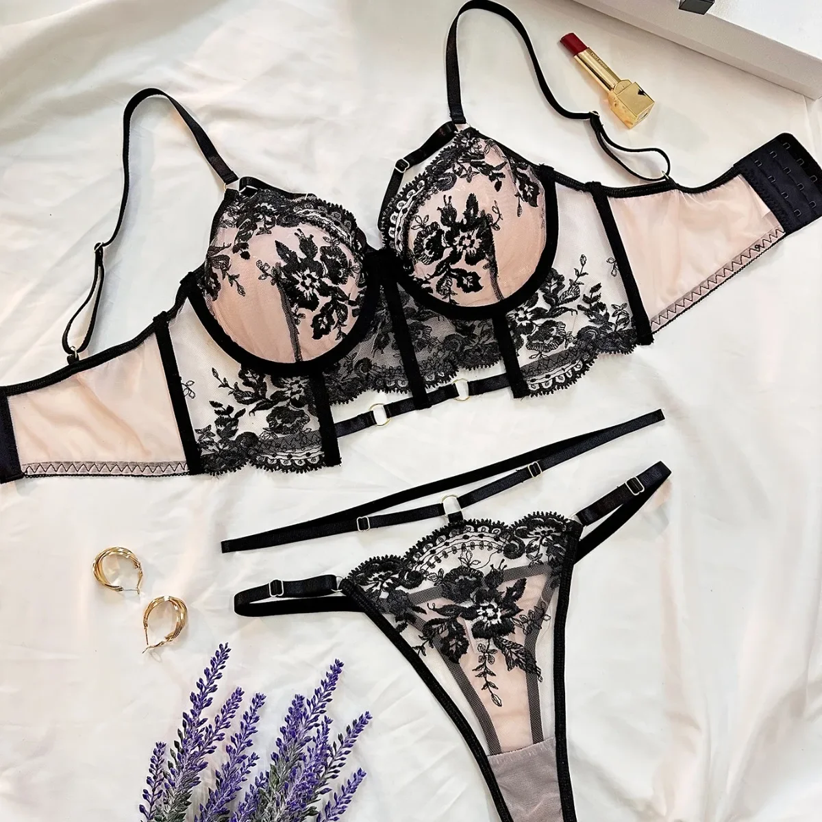 Соблазнительное Прозрачное нижнее белье с вышивкой в стиле INS, новинка ...