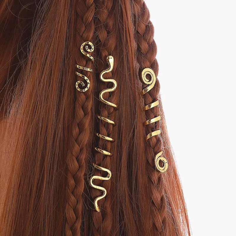

Metal Gold Rotating Hair Clips Punk Hip Hop Headwear Jewelry Charms Hair Braids Rings Decoration Girls Dreadlocks Accessories