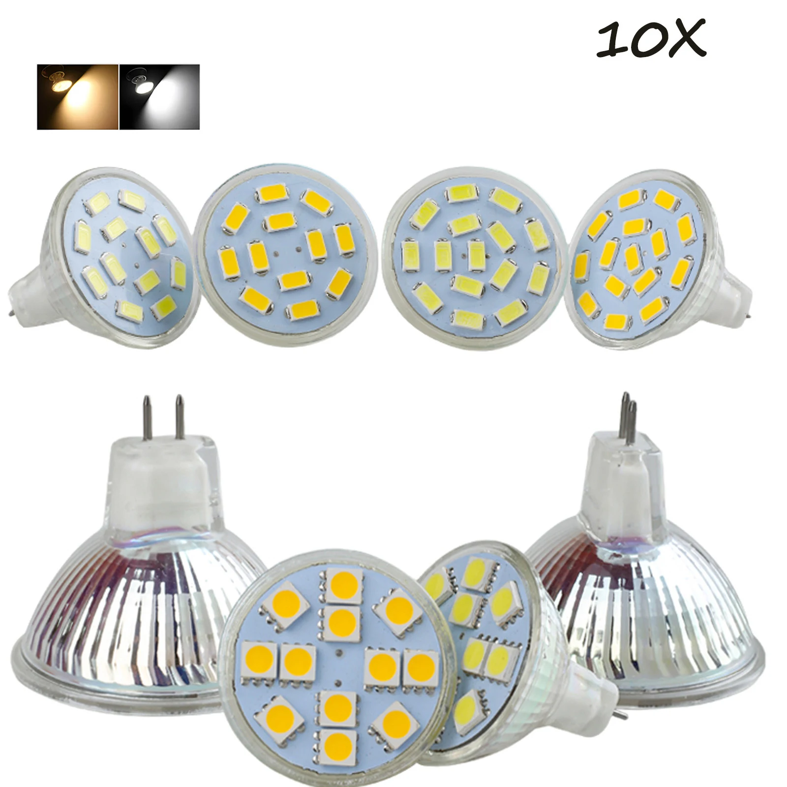 10Pcs MR11 Led Стеклянная лампочка для жизни Холодный и теплый белый декор Dc12 - 24v Smd5730