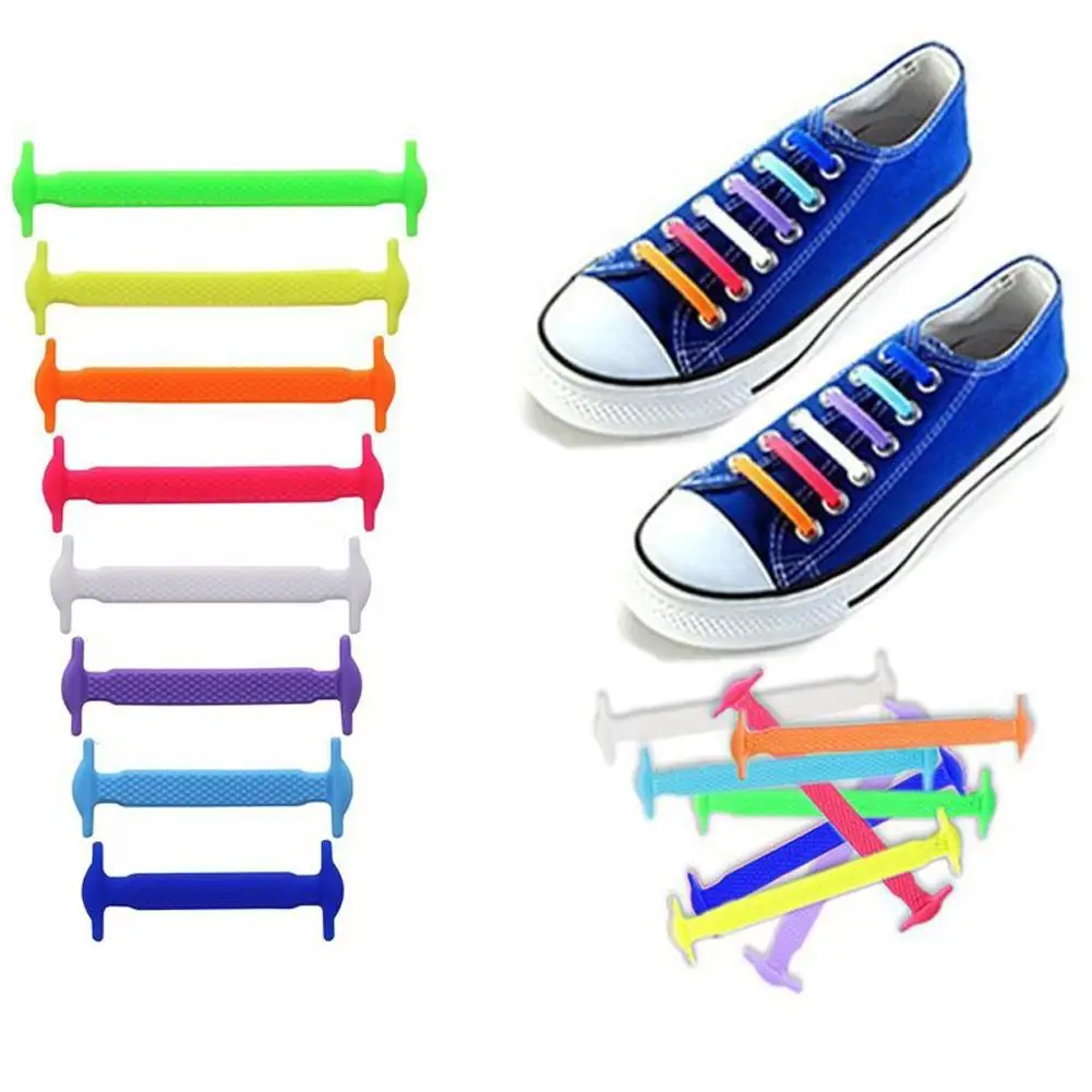 

16pcs/lot Silicone Shoelaces No Tie Shoelaces 13 Colors Elastic Lace Shoelace Creative Lazy Silicone Laces Rubber Lace