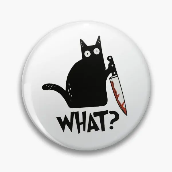 Cat What Murderous Black Cat With Knife  Customizable Soft Button Pin Brooch Women Lover Clothes Gift Jewelry Decor Cartoon