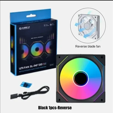 Вентилятор Lian Li Uni SL Infinity 120, зеркальный вентилятор Daisy-Chain ARGB Вентилятор PWM L-Connect Gen.3 Вентилятор 12 см UF-SLIN120 с обратным лопастями, одна упаковка