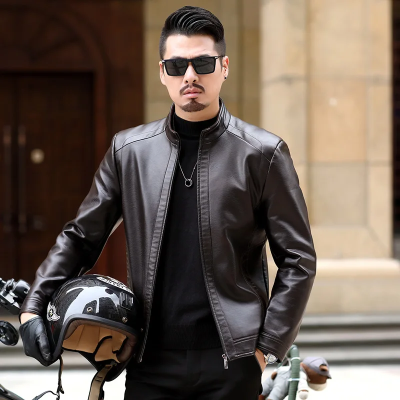 Men's Genuine Leather Jacket Men Real Sheep Goat Black Male Bomber Motorcycle Jackets Spring Men Thin Trend Leather Jacket G153