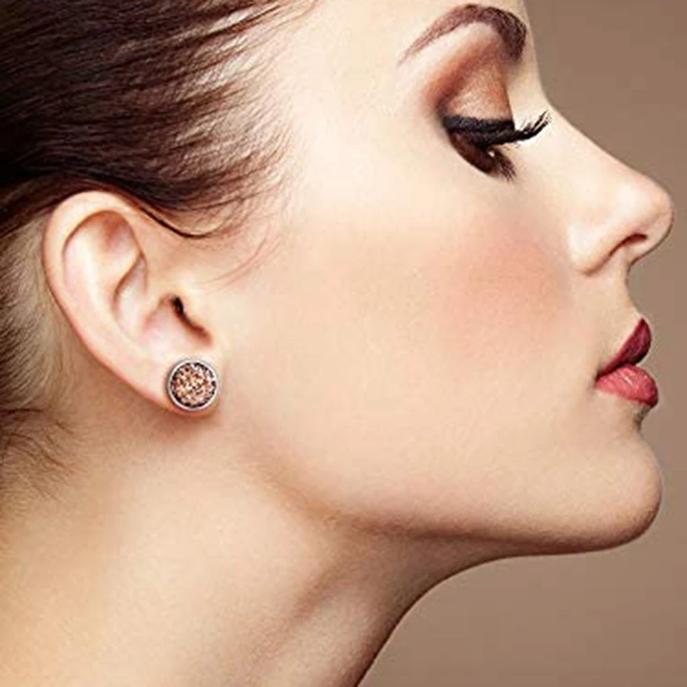 

Faux Druzy Stud Earrings Stainless Steel Druzy Stud Earrings Glitter Pierced Earrings for Women Girls Decorations