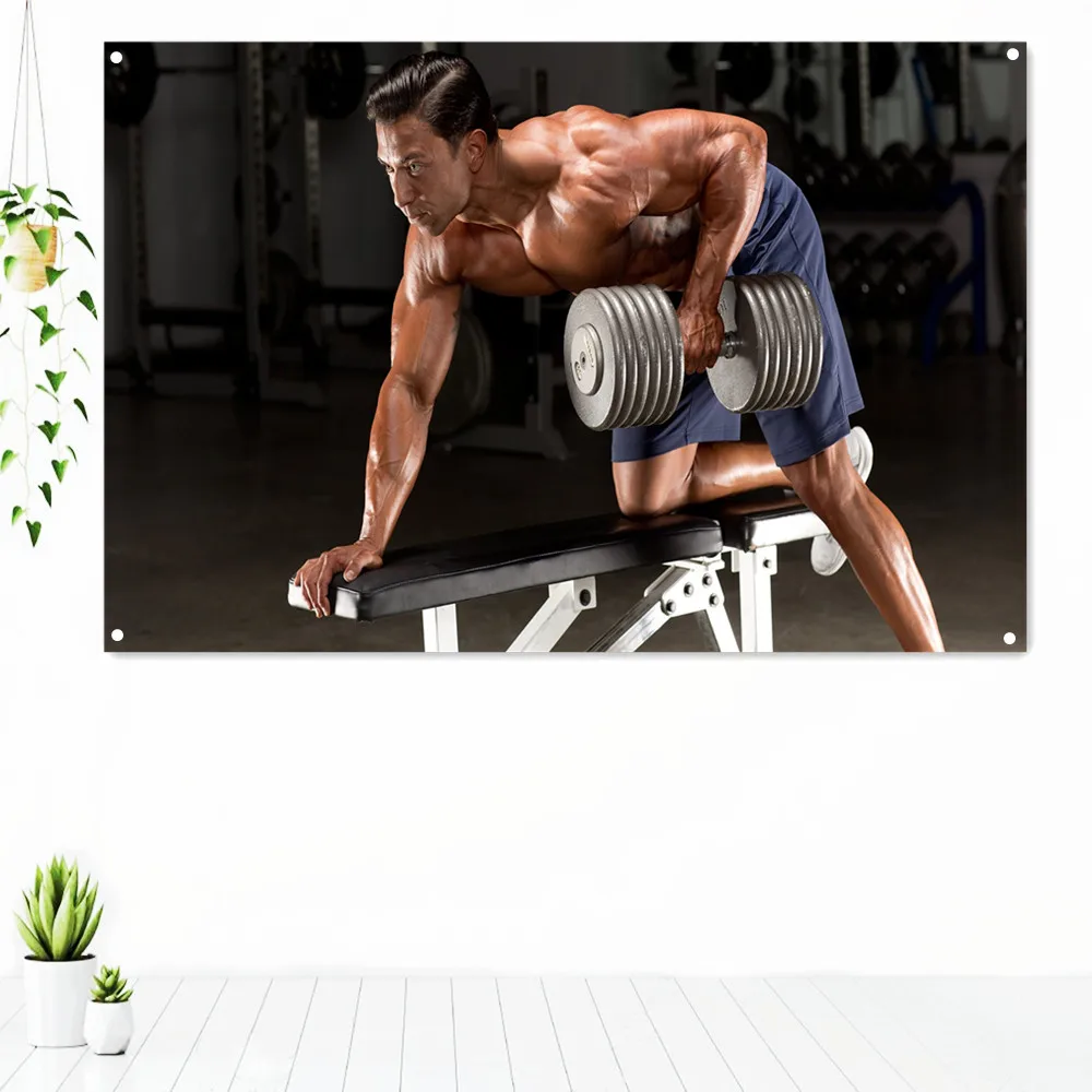 

Muscle Building Sports Exercise Tapestry Wall Art Gym Decor Fitness Workout Motivation Poster Banner Flag Wall Hanging Painting