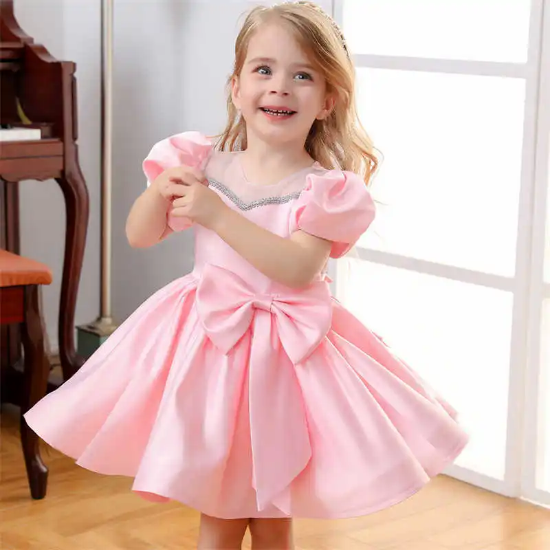 

Toddler Girls Princess Dress Kids Baby Birthday Wedding Party Bow Tutu Children First Communion Evening Clothes