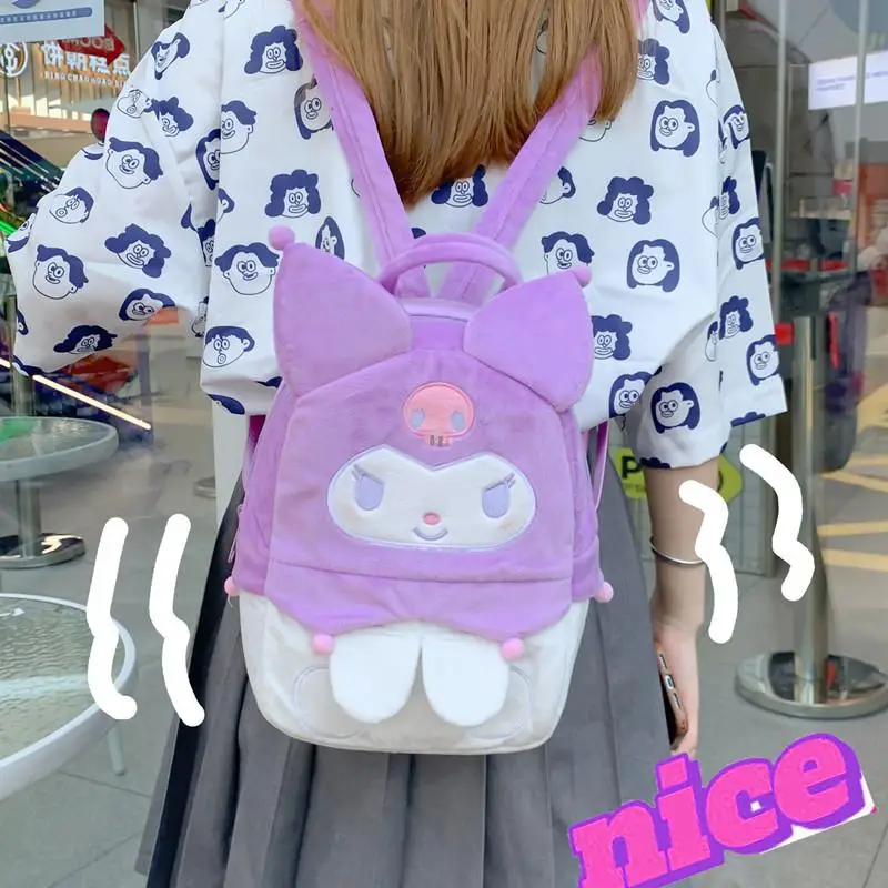 

Плюшевый Рюкзак Kawaii Sanrio Kuromi, мультяшный милый аниме плюшевый рюкзак для хранения, студенческий Школьный рюкзак, дорожная сумка, Подарочная ...