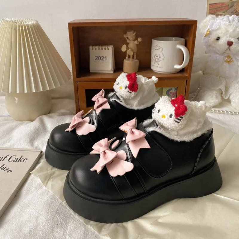 

Apanzu New Lolita Shoes Women Uniform shoes Round Head Platform Causal Sweet Student Cute Bowknot Girl Fashion Kawaii Flats