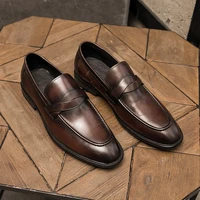 dress shoes men solid color low top set toe loafers men elegant shoes formal business casual men leather shoes loafers for men