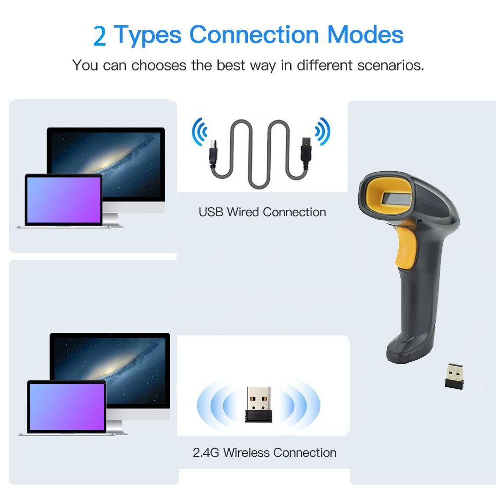 Портативный беспроводной usb сканер штрих-кода 1D проводной ручное быстрое
