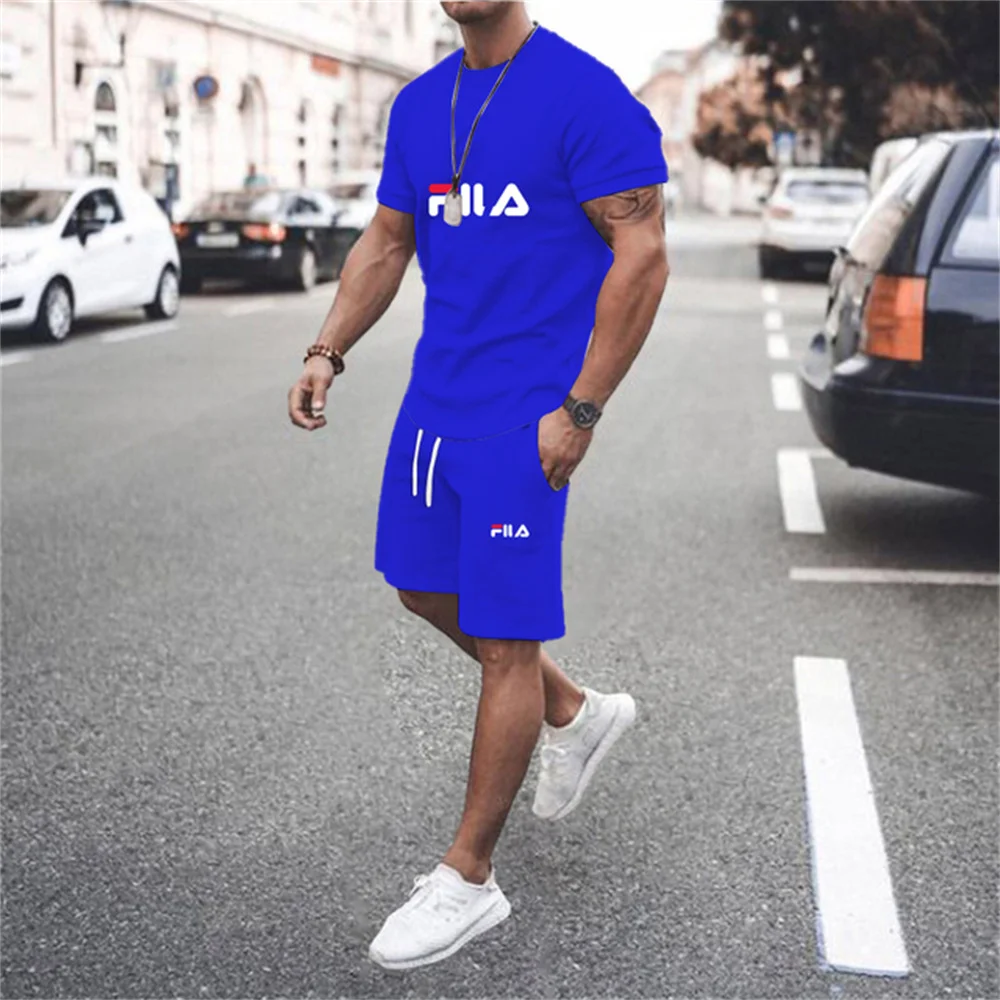 Cotton Summer tshirt set men Short set Men Short Sleeve T-shirt Shorts Tracksuit Jogging suit Cotton 2 pieces set Man Clothing