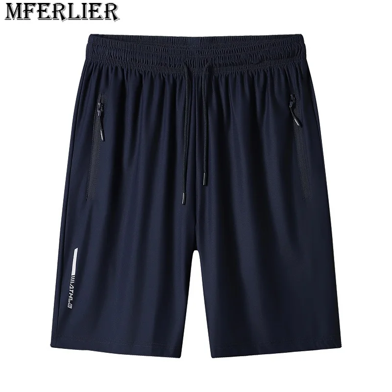 

summer men ice Breathable shorts simple plus size 8XL mferlier sports casual elastic loose shorts work out shorts zipper