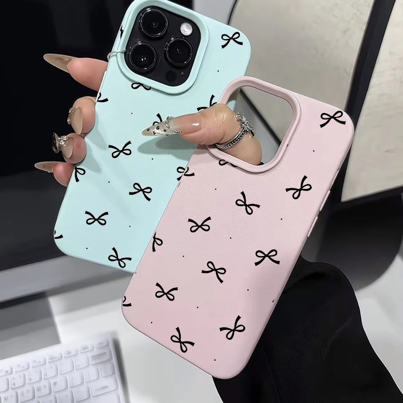 Фото Силиконовый чехол для телефона с милым бантом для iPhone 13 Pro Max 17 15 14 16 12 11 Pro Max Pro 16E Plus, противоударный чехол с узором личи №3