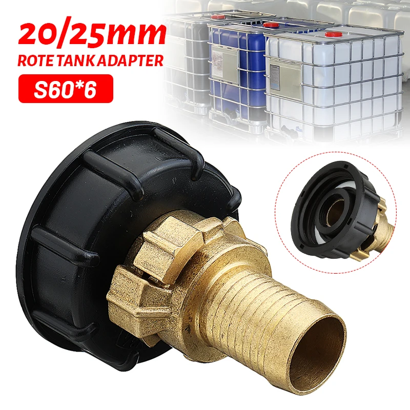 

20mm/25mm S60x6 IBC Hose Water Pipe Connector Brass Coupling Faucet Tank Drain Adapter Outlet Coarse Thread Valve Fitting Tool