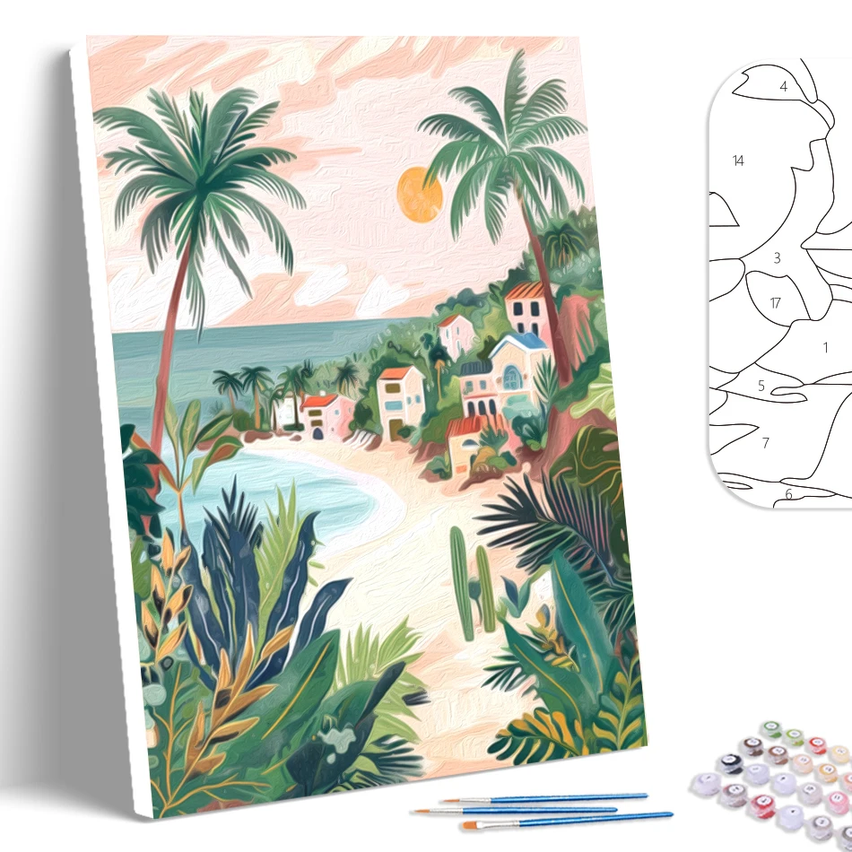 Картина по номерам SDOYUNO акриловый розовый архитектурный ландшафт