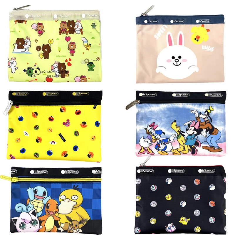 Kawaii Pokemon Lesportsac Single-Layer Storage Bag Women Waterproof Lipstick Makeup Bag Kids Portable Coin Purse Stationery Bag