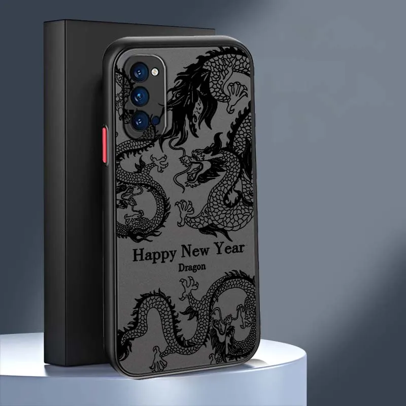 Фото Чехол для телефона Creative Art Dragon для OPPO Find X3 X5 Lite Pro A98 A94 A93 A78 A79 A76 A58 A57 5G, матовый полупрозрачный №3