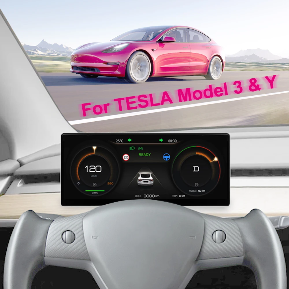 

OZGQ 9 INCH DIGITAL INSTRUMENT CLUSTER Dashboard Car Information Speedometer For Tesla Model 3 & Y