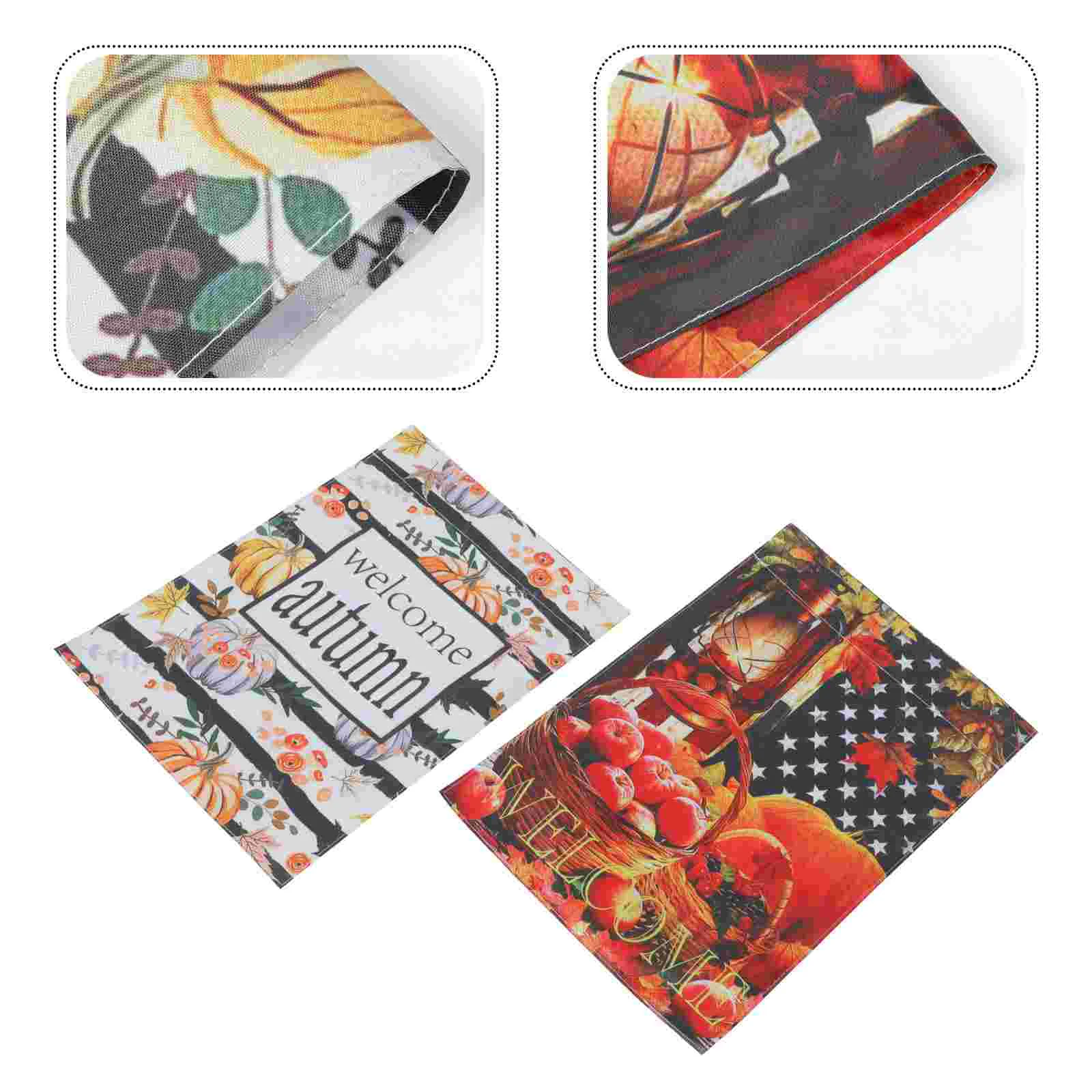 

2 Pcs Pumpkin Thanksgiving Banner Flag Decorations Autumn Theme Outdoor Welcome Garden Polyester Cloth Fall Flags