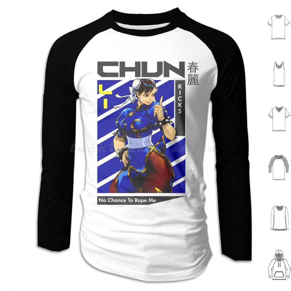 Хлопковая толстовка Chun-Li с длинным рукавом Chun Li Ryu Ken Guile Akuma Nicki Minaj аркадный