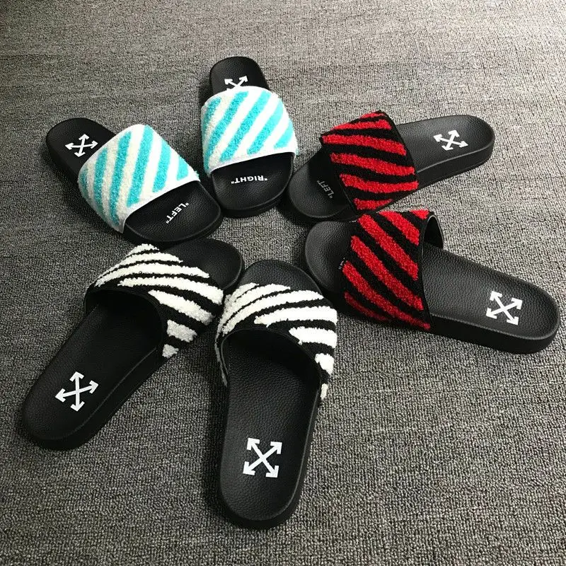 

Summer latest free shipping men's and women's alphabet print slippers couple tide brand sports beach sandals flocking stripes