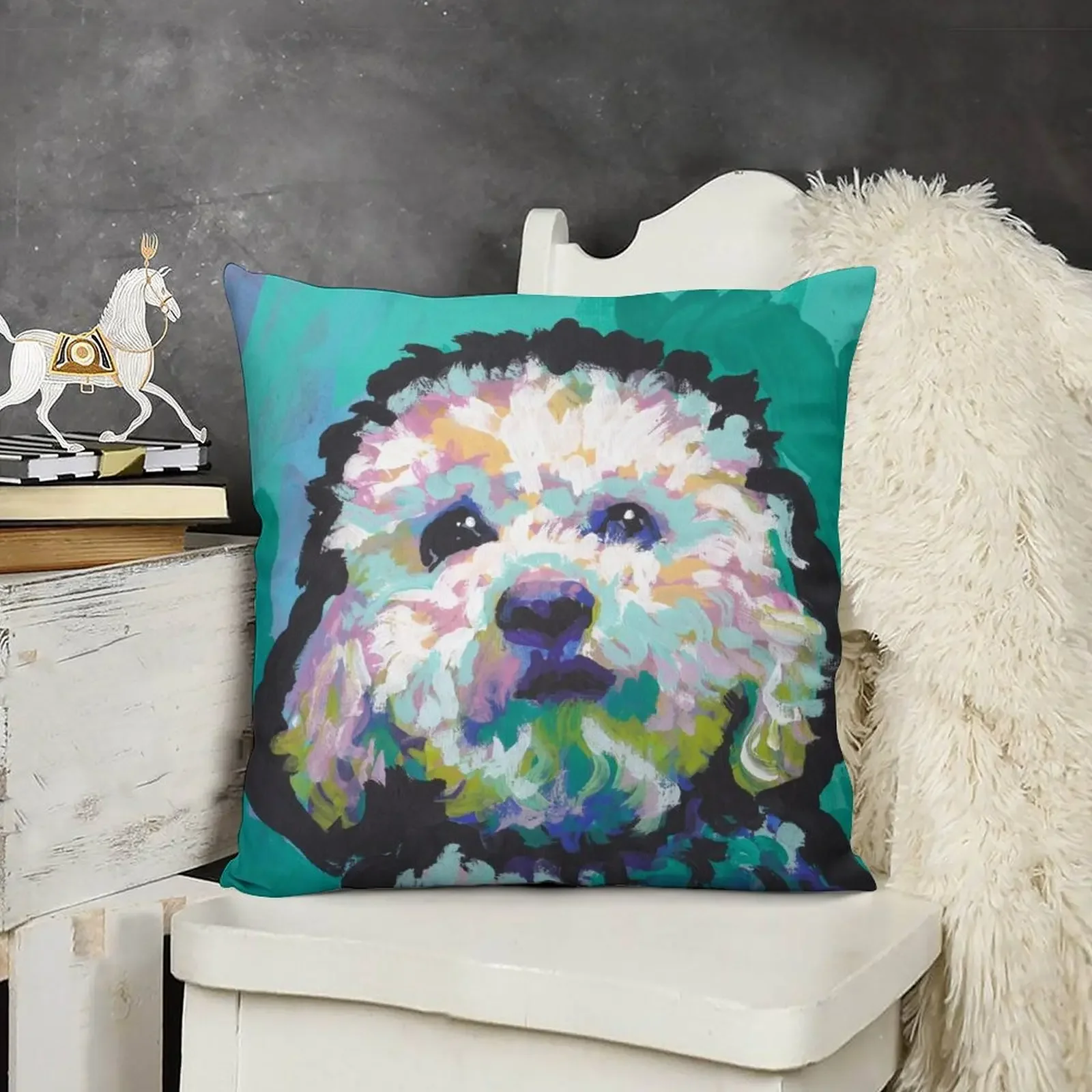 Пудель Мальтипоо Собака Яркая красочная поп-собака искусство Декоративные