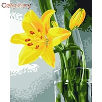 gatyztory 40x50cm frameless painting by numbers yellow flower hand painted drawing on canvas acrylic pictures home decoration