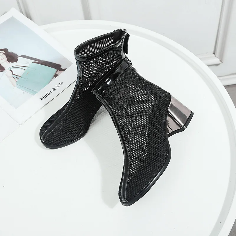 2023 Summer Mesh High Top Sandals Heels Women Boots Breathable Comfortable and Fashion Platform Sandals Party Wedding Shoes