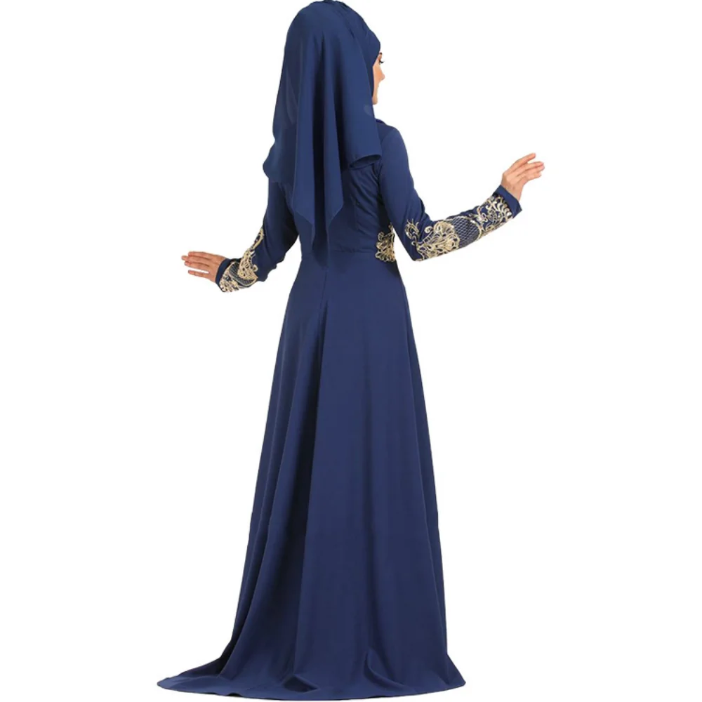 New Three-dimensional Embroidered High Waist Slim National Long Dress Elegant Dress Middle East Abaya Dubai Kaftan Vestidos