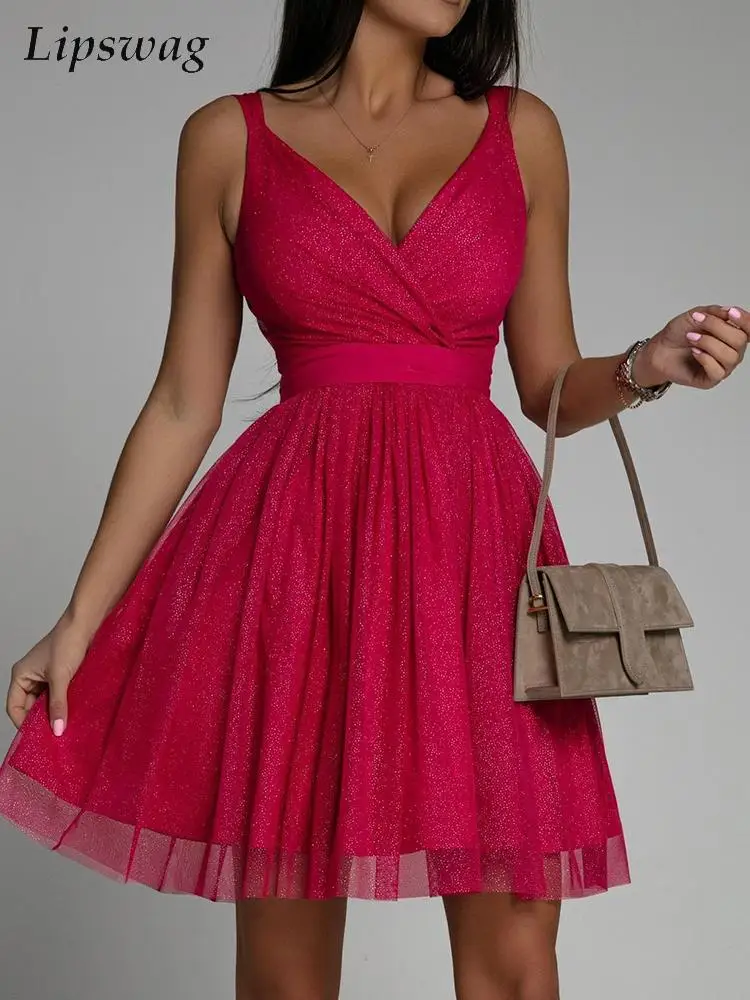 

Sexy Straps Cross Push Up V Neck Party Dress Elegant Women High Waist Tunic Mini Dress Fashion Backless Lady Mesh Evening Dress