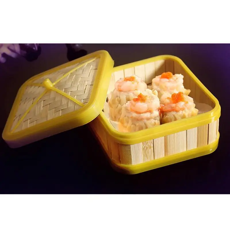 

1 Set Bamboo Steamer with Plastic Banding Square Buns Steamer Cooking Tools for Home Kitchen (7inch Steamer+Cover)