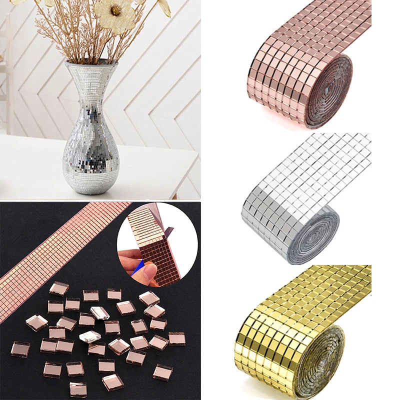 

New Self-Adhesive Real Glass Craft Mini Square Mirrors Mosaic Tiles Stickers Bathroom DIY Handmade Craft Home Decoration Making