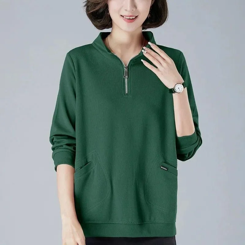 Хлопковая толстовка на молнии женская весенне-осенняя корейская футболка для