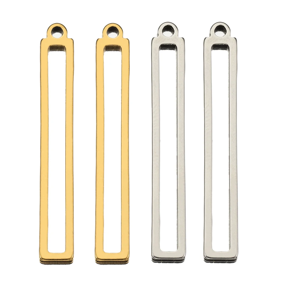 

10pcs 32x4mm Long Rectangle Geometric Bar Charms Stainless Steel Hollow Pendants for DIY Jewelry Making Earring Necklace Fidings