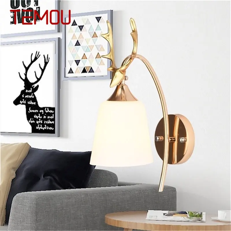 

TEMOU Wall Lamps Contemporary Creative Deer head shape LED Sconces Lights Indoor For Home Balcony