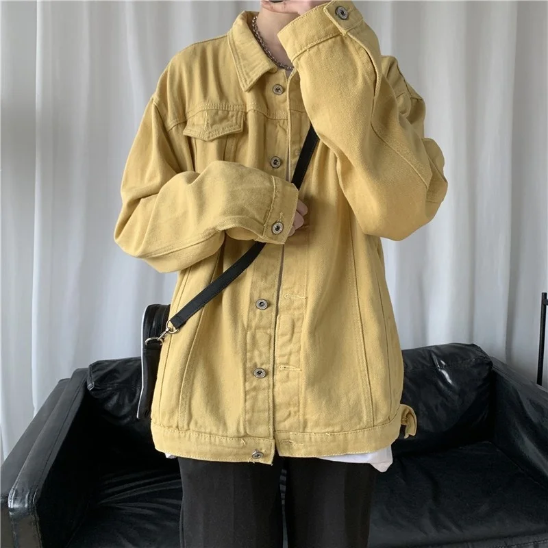 

Men 5 Fashion Colors Denim Retro Jacket Pocket Denim Jacket Mens Japanese Streetwear Loose Hip Hop Bomber Jacket Men Outwear