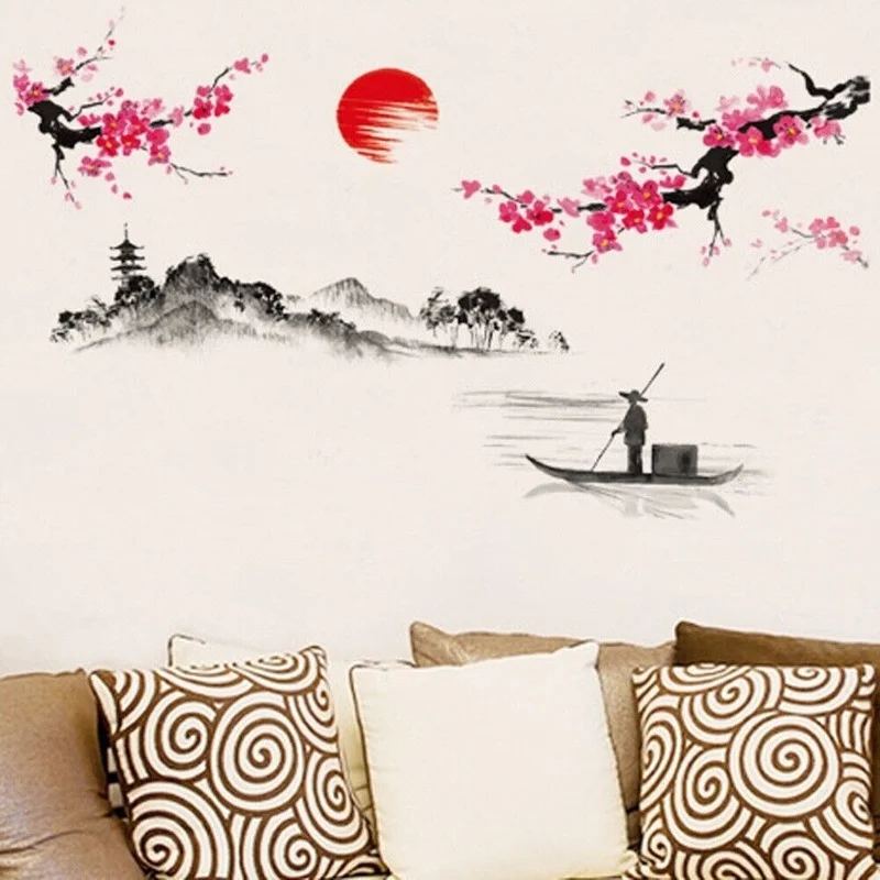 

Charm Chinese Style Wall Sticker Living Room Bedroom Study Decor Self-adhesive
