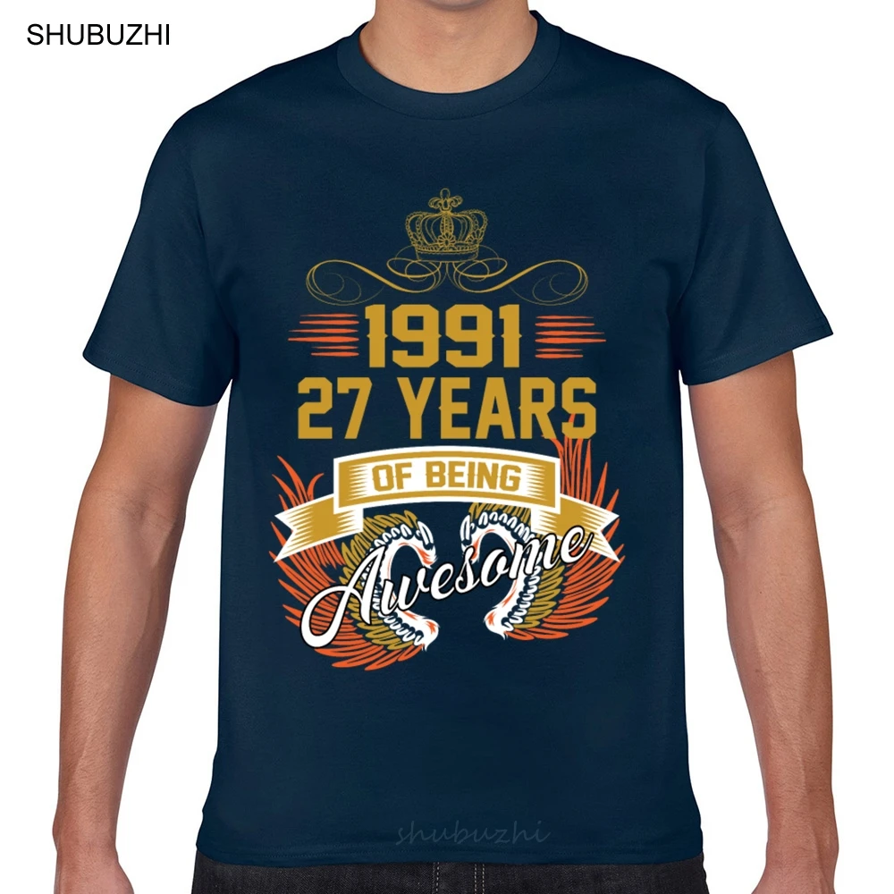 

Tops T Shirt Men 1991 27 years of being awesome Summer Harajuku Short Male Tshirt fashion t-shirt men cotton brand teeshirt