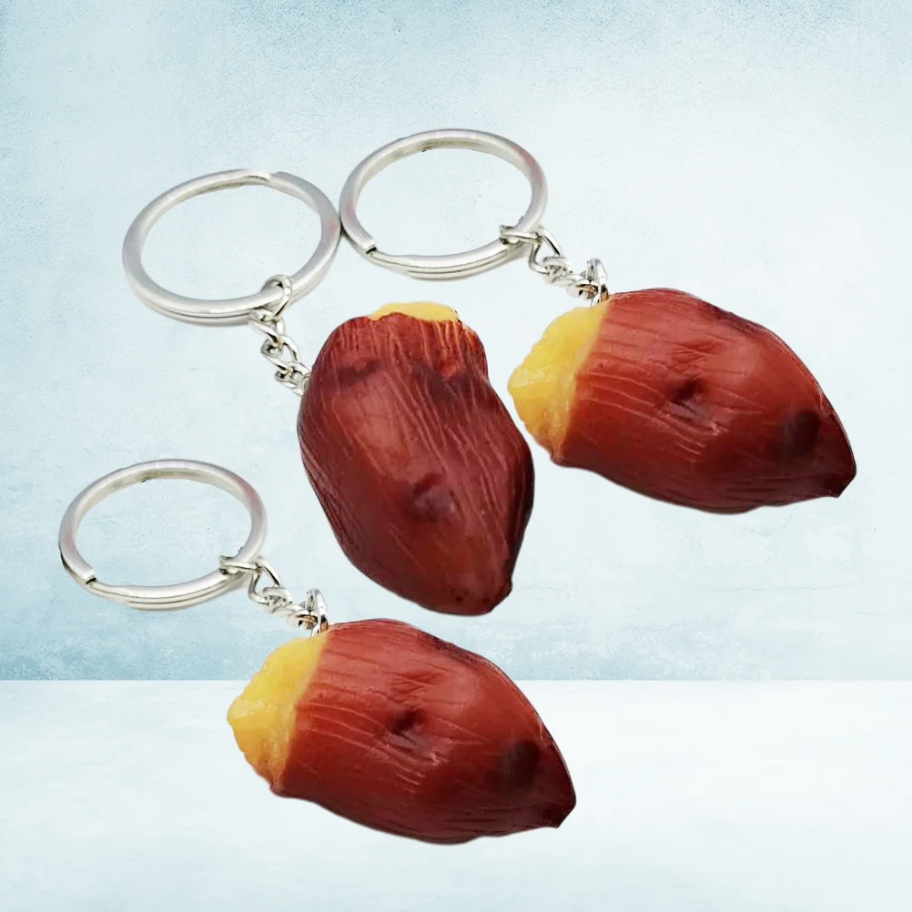 

3PCS Potato Keychain Creative Hanging Pendants Cartoon Baked Potato Pendants Key Ring for Male