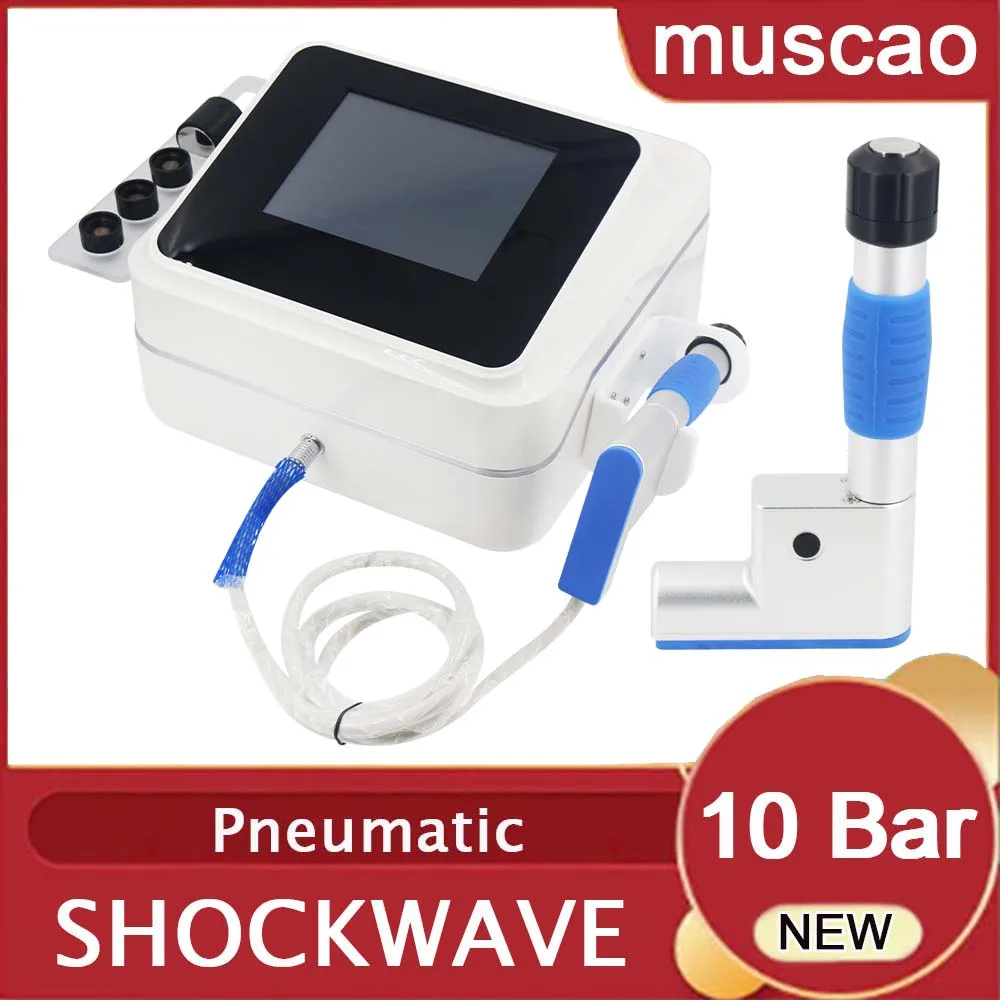 

Pneumatics Shockwave Therapy Machine Deep Pain Reduce For ED Treatment Tennis Elbow Physiotherapy Body Massage 10 Bar