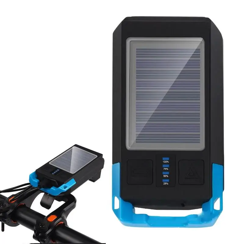 

Solar Bike Lights For Night Riding 4 Mode Bright Headlight With Loud Bike Horn Waterproof Cycling Safety Flashlights For Night