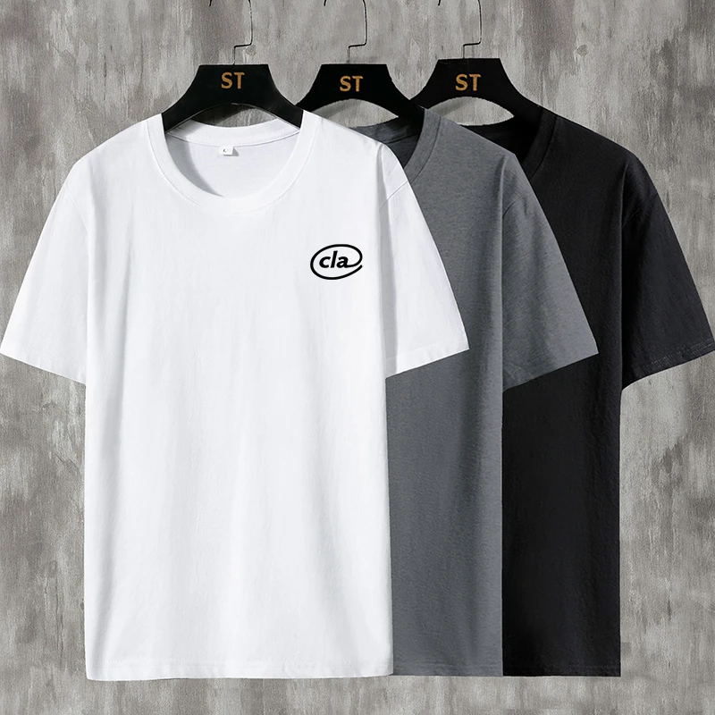 Мужская белая футболка с круглым вырезом 100% хлопок короткими рукавами лето 2024