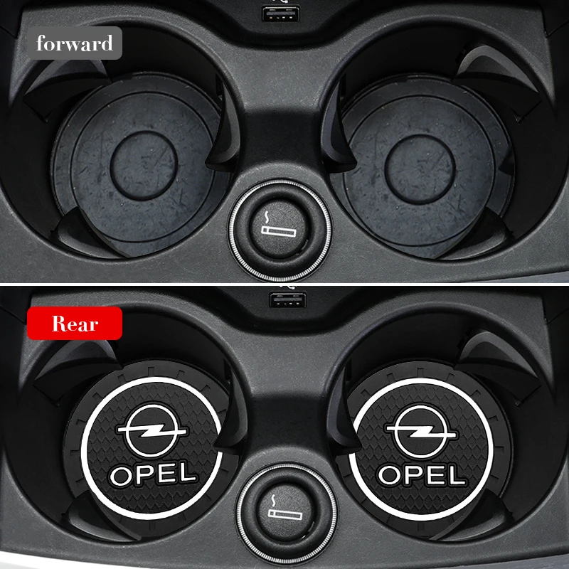 

2/4pcs Anti-skid Car Logo Water Coaster Water Cup Slot Non-Slip Mat Pad For Opel Vectra C Insignia Mokka OPC Insignia Zafira B H