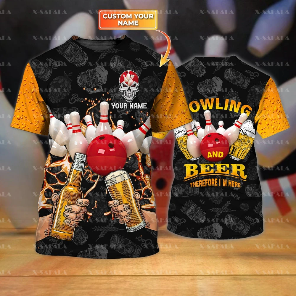 

Hobby Bowling Customized Competitive Sports Beer Ball 3D Printed High Quality T-shirt Summer Round Neck Men Female Casual Top-6