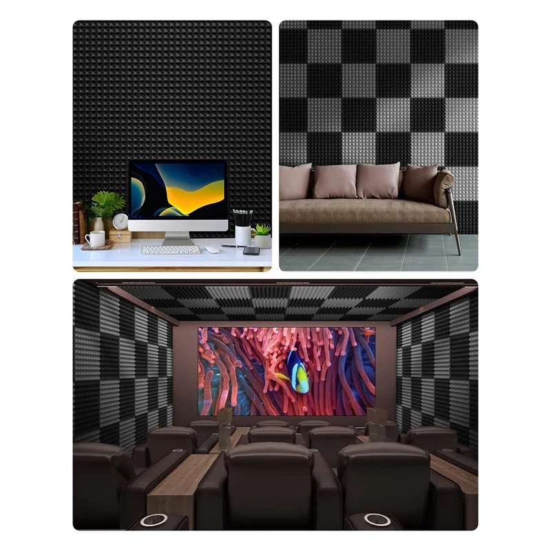 24 Pack Self-Adhesive Sound Proof Foam Panels 2Inch X 12Inch Acoustic For Home Studio Office