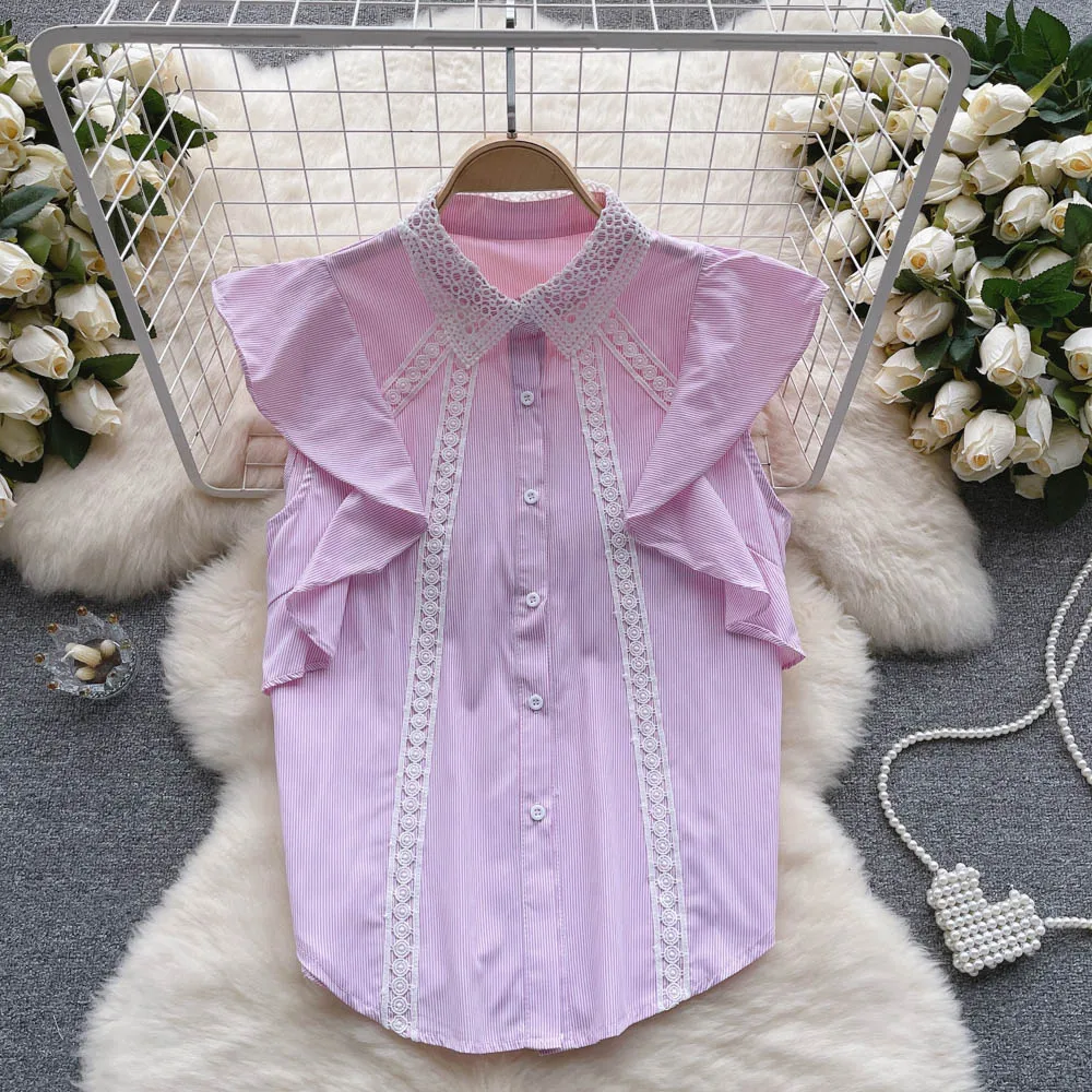 

Женский Тонкий Топ с кружевными вставками, привлекательная универсальная рубашка с французскими кружевными вставками и маленькими рукавами, лето