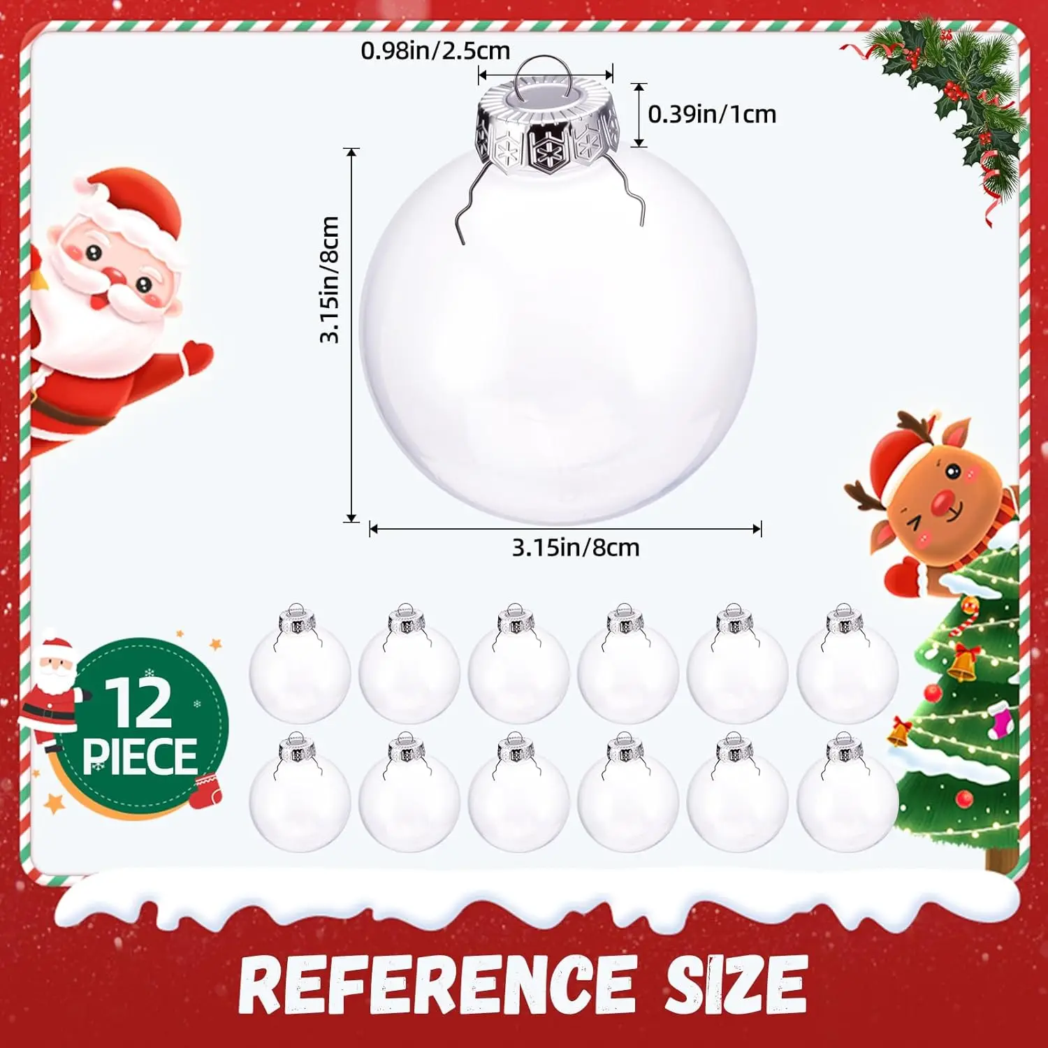 

Прозрачные рождественские шары 12 шт.