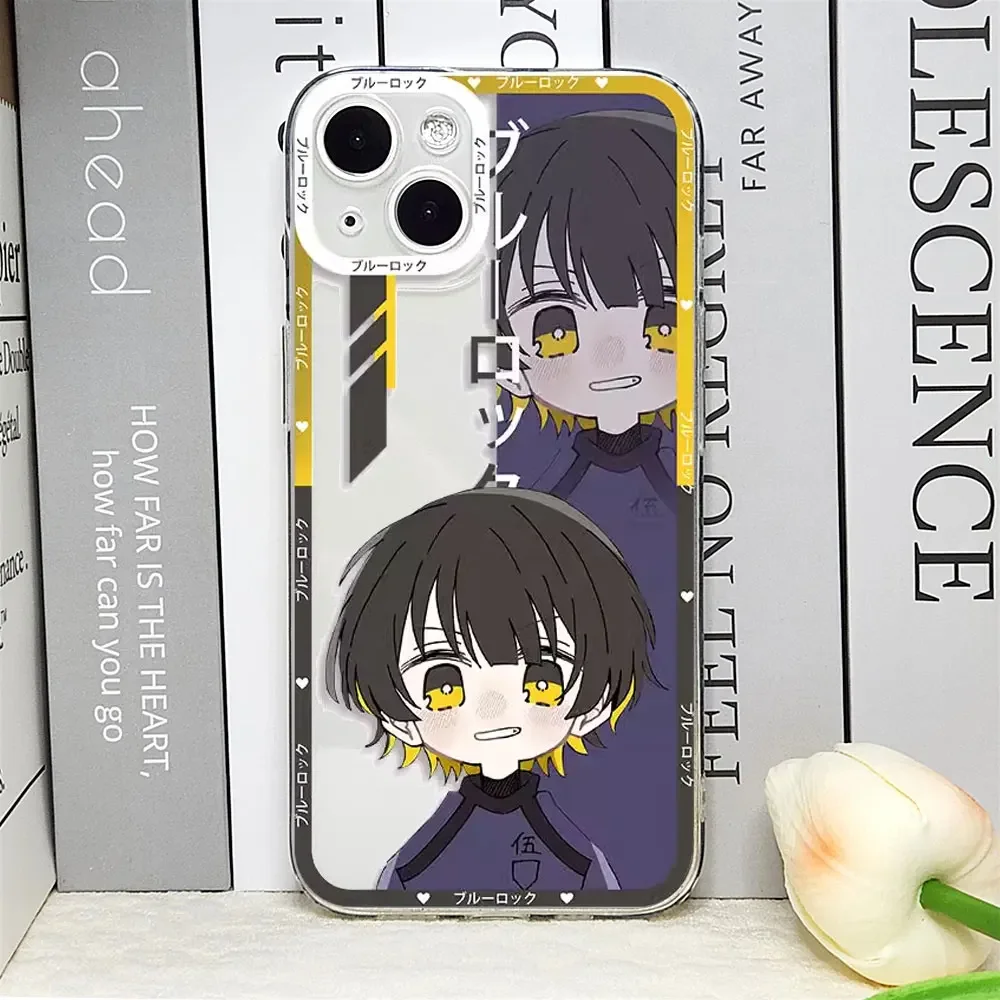 Прозрачный чехол для телефона с милым голубым замком в стиле аниме IPhone 15 14 13 12 11 Pro